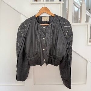 Joseph Alexander Vintage Black Studded Leather Jacket size 8